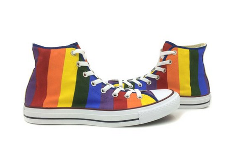 Women's Converse All Star Rainbow Sneakers Hand Painted High Top Iridescence Canvas Shoes